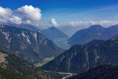 Scenic view of mountains against sky