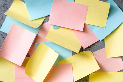 Close-up of colorful blank adhesive notes