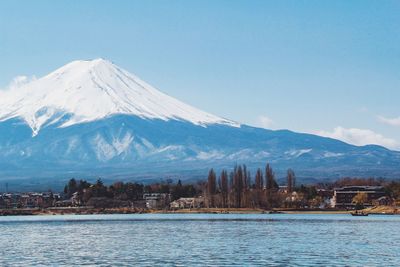 Beautiful landscape view of mountain fuji famous landmark at japan.