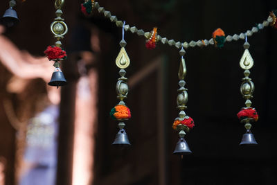 Traditional decorations hanging on entrance door