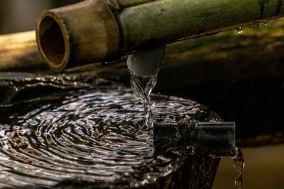 Close-up of water drops on fountain