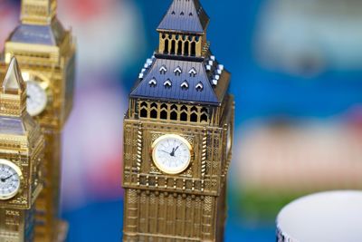 Close-up of miniature big ben at market