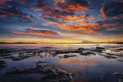 Scenic view of sea against sky during sunset