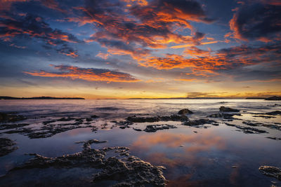 Scenic view of sea against sky during sunset