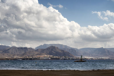 View of calm sea against cloudy sky