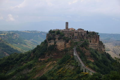 Buildings on mountain at civita di bagnoregio