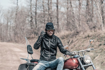 Man riding motorcycle