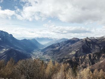 Scenic view of mountains against sky