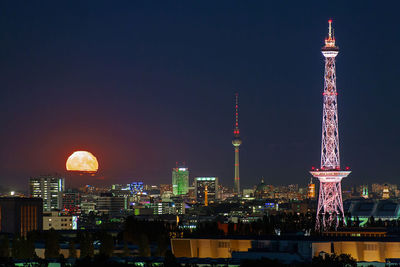 Illuminated tower at night