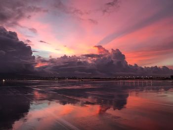 Scenic view of sea against sky during sunset