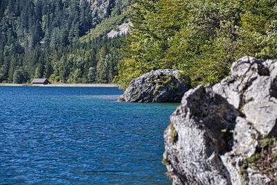 Scenic view of rocks in sea