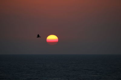 Scenic view of sea against clear sky during sunset