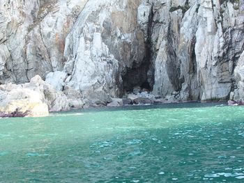 Scenic view of rock formation in sea