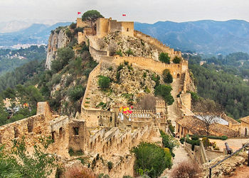 High angle view of mountain range