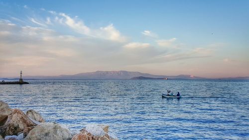 Boat sailing in sea