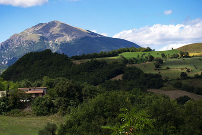 Scenic view of landscape and mountains against sky