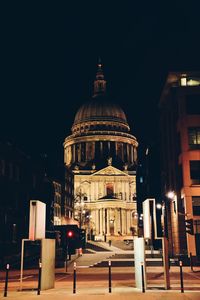 View of illuminated cathedral at night