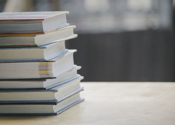 Close-up of books on table