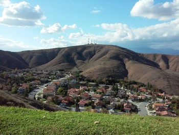 High angle view of townscape