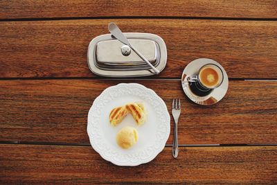 Directly above shot of coffee cup on table