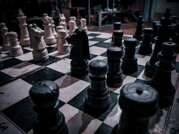 High angle view of chess board