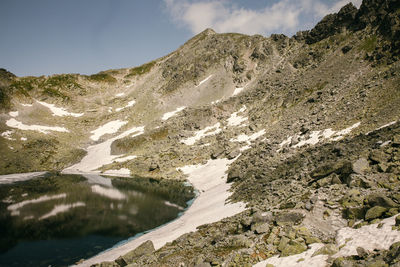 Scenic view of rocky mountains against sky