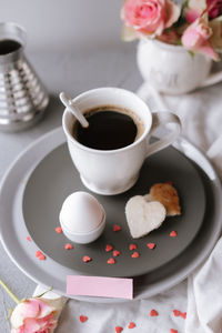 High angle view of coffee on table