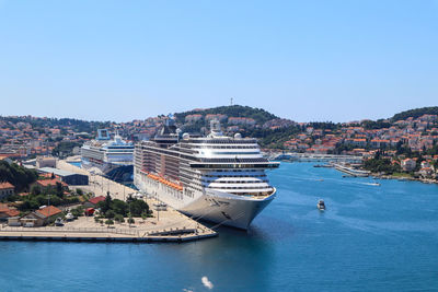 Dubrovnik, croatia, 16. june 2022 a cruise ship in the harbour.