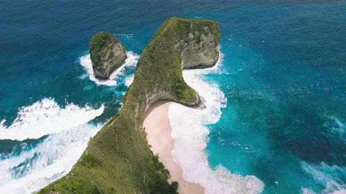 High angle view of sea waves