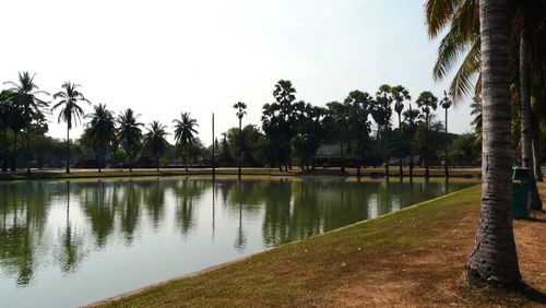 Scenic view of lake against clear sky