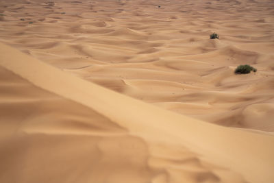 High angle view of sand dunes at beach