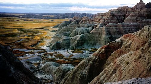 Scenic view of badlands national park