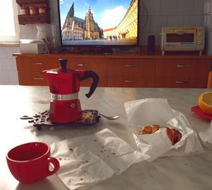 Coffee cup on table