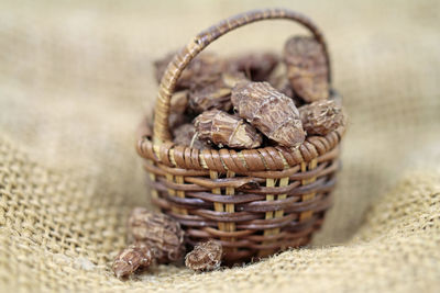 Close-up of wicker basket