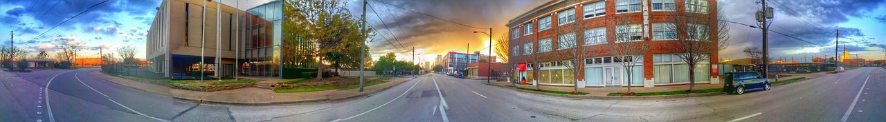 architecture, built structure, building exterior, sky, the way forward, transportation, panoramic, cloud - sky, street, city, road, multi colored, house, outdoors, diminishing perspective, blue, residential structure, day, auto post production filter, cloud