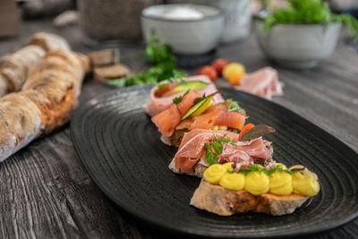 High angle view of food on table