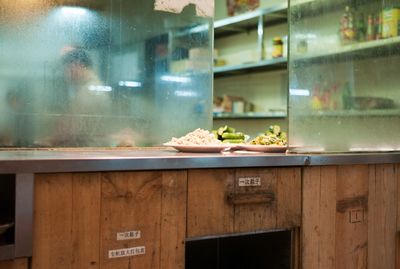 High angle view of food in restaurant at store