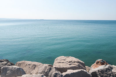 Scenic view of sea against clear sky