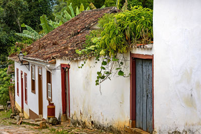 Old and historic colonial houses on stone street at tiradentes city 