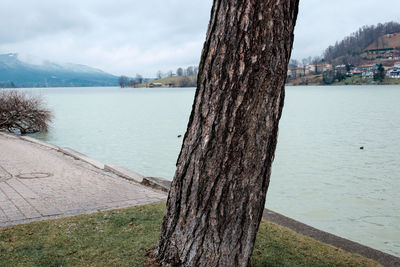 Scenic view of lake against sky