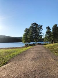 Scenic view of land against clear sky