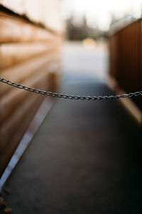 Close up of chain at amusement park ride.