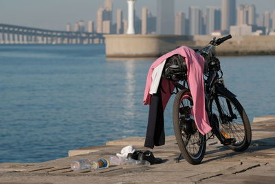 Side view of bicycle in river