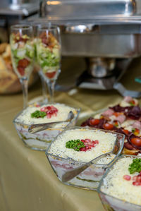 Close-up of served food in plate