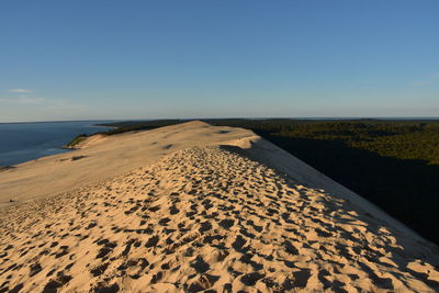 Scenic view of beach against clear sky