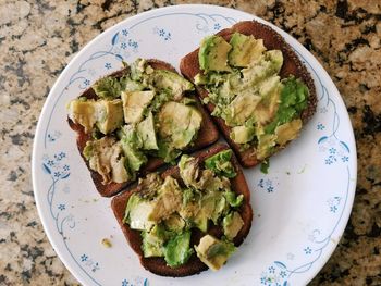 High angle view of food in plate