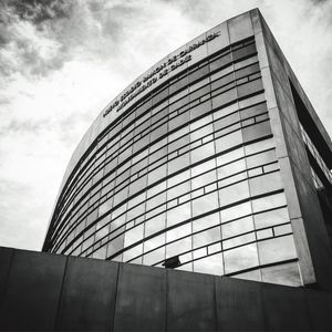 Low angle view of modern building against sky