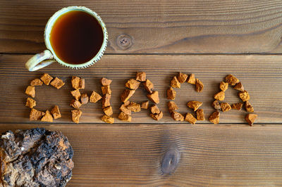 High angle view of coffee on table