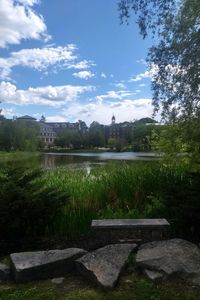 Scenic view of lake against sky