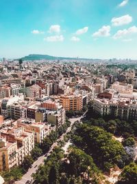 High angle view of townscape against sky